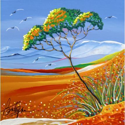 Peinture Au loin la montagne par Fonteyne David | Tableau Figuratif Acrylique Nature, Paysages