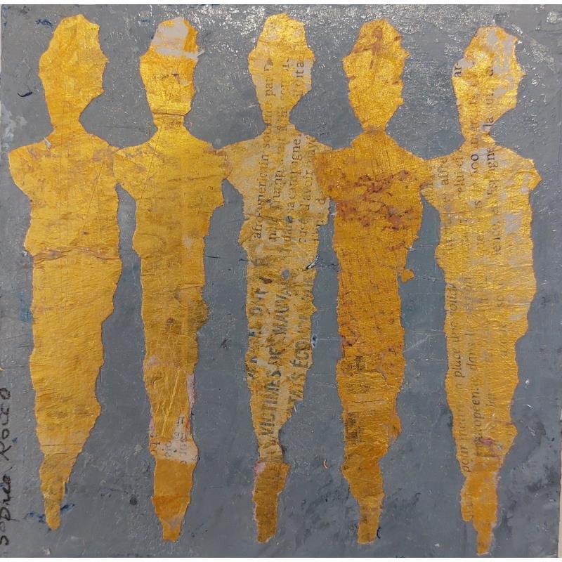 Gemälde pécheurs de perles von Rocco Sophie | Gemälde Art brut Acryl Collage Sand