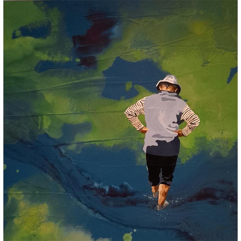 Peinture Bain de pieds encrés par Sand | Tableau Figuratif Scènes de vie Acrylique