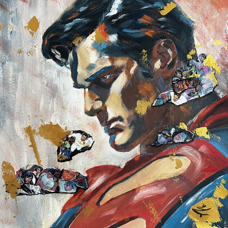 Painting Superman by Caizergues Noël  | Painting Pop-art Pop icons Acrylic Gluing