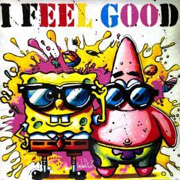 Peinture Bob l'éponge et Patrick, I feel good par Cornée Patrick | Tableau Pop-art Graffiti, Huile Cinéma, Icones Pop, Scènes de vie