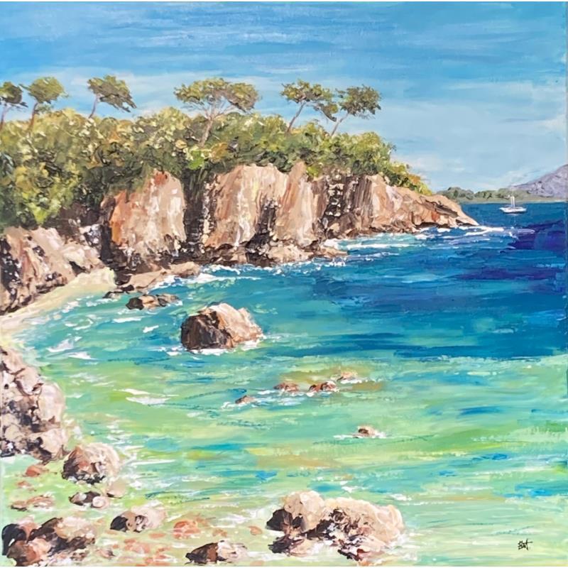 Peinture Côte Toulonnaise par Rey Ewa | Tableau Figuratif Paysages Acrylique