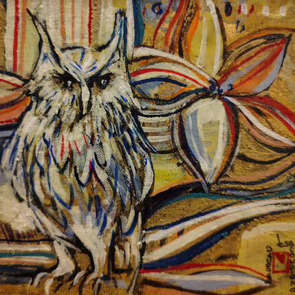 Peinture Le hibou par Machi | Tableau Figuratif Huile