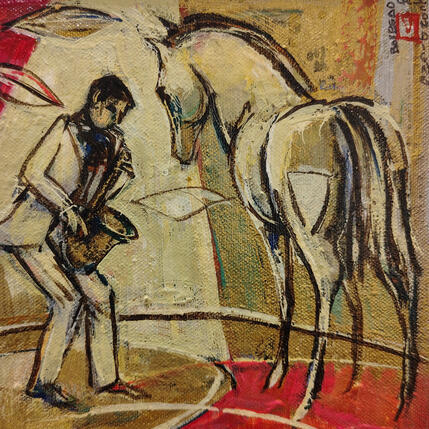 Pintura Le musicien et le cheval 1 por Machi | Pintura