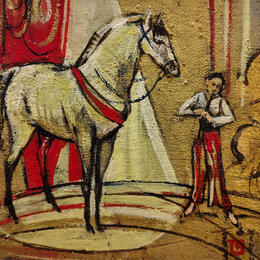 Peinture Le musicien et le cheval 2 par Machi | Tableau Figuratif Huile