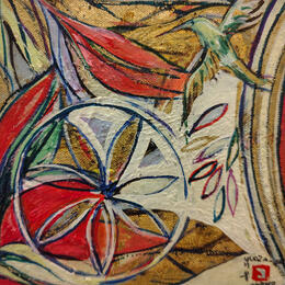 Peinture Le colibri vert par Machi | Tableau Figuratif Huile