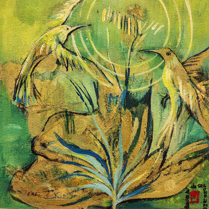 Painting Green energy by Machi | Painting Figurative Oil Pop icons