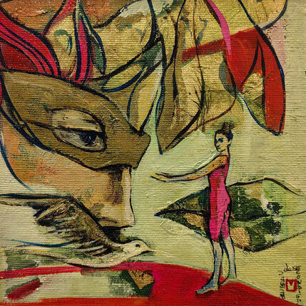 Peinture Unmasked par Machi | Tableau Figuratif Huile