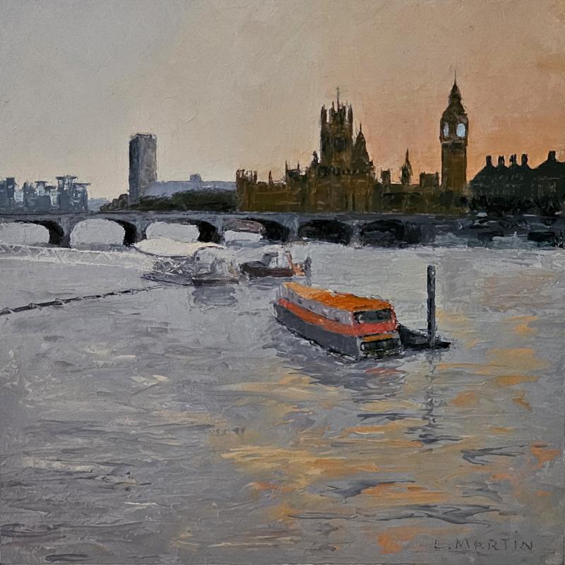 Gemälde Sous l'oeil de la Tamise von Martin Laurent | Gemälde Figurativ Landschaften Urban Öl
