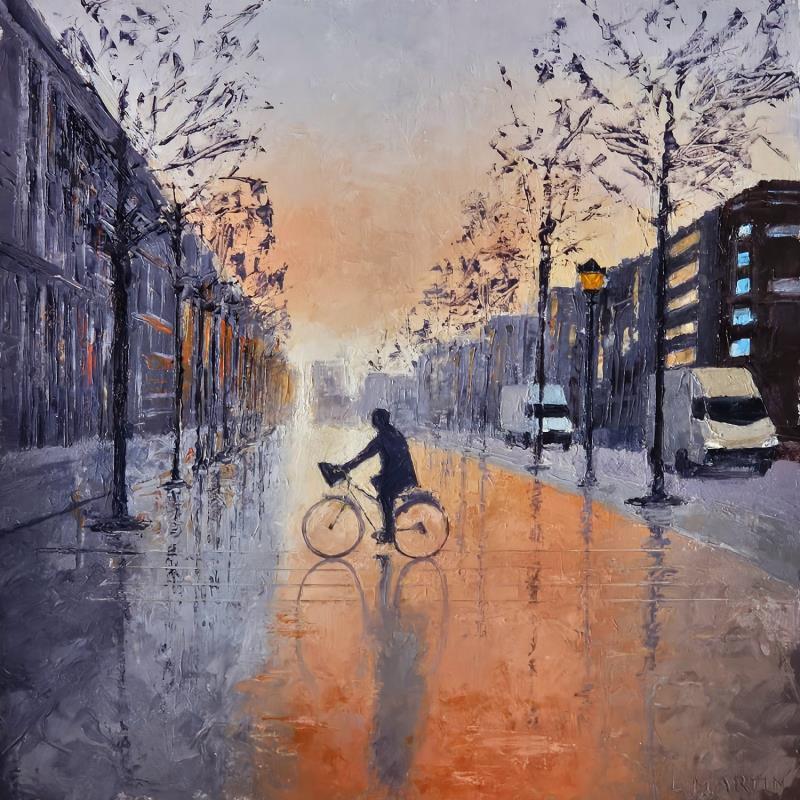 Painting Sur les Champs, au petit matin by Martin Laurent | Painting Figurative Society Urban Life style Oil