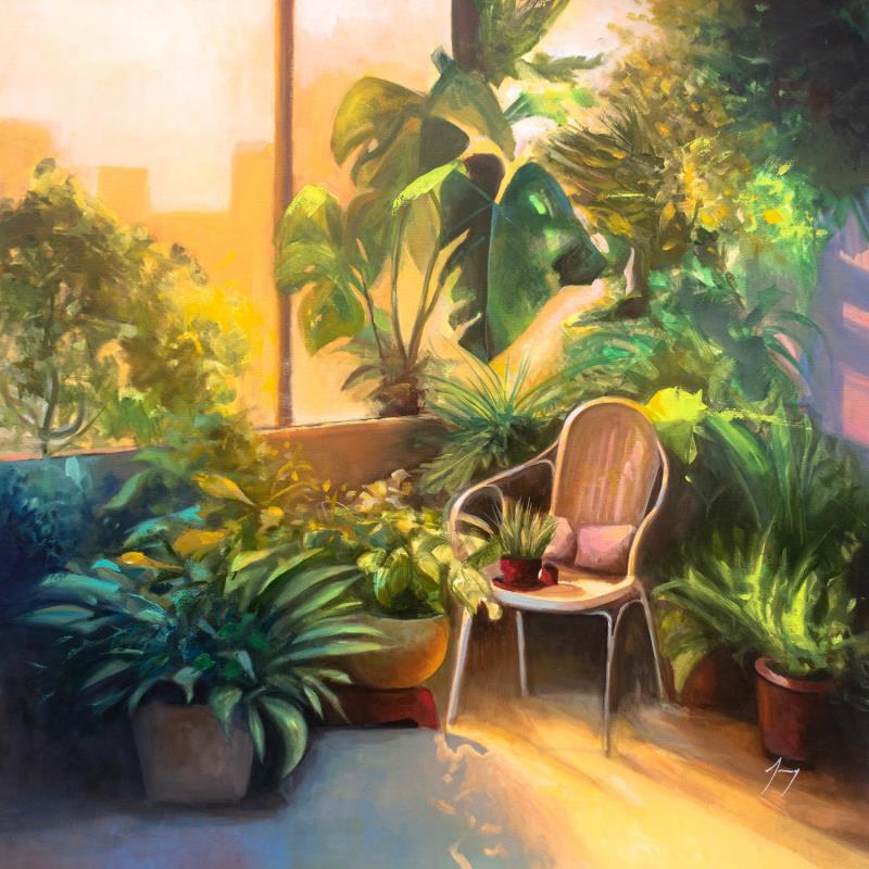 Peinture Le balcon vert par Jung François | Tableau Figuratif Nature Natures mortes Huile
