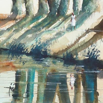 Gemälde La Dame en blanc von Abbatucci Violaine | Gemälde Figurativ Aquarell