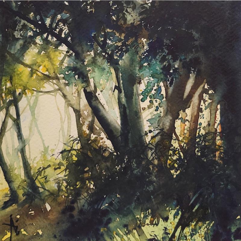 Gemälde Le roncier von Abbatucci Violaine | Gemälde Figurativ Aquarell