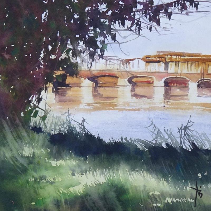 Gemälde Au frais dans les prairies von Abbatucci Violaine | Gemälde Figurativ Aquarell