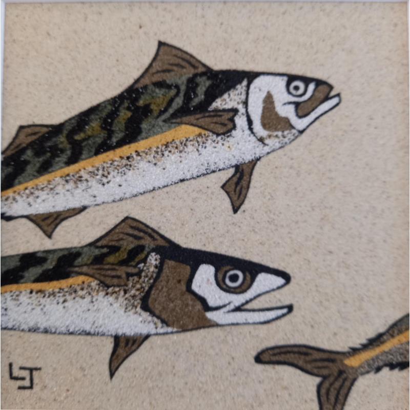 Peinture Maquereaux par Jovys Laurence  | Tableau Matiérisme Animaux Sable