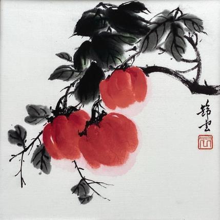 Peinture Kakis par Tayun | Tableau Figuratif Aquarelle, Encre Nature