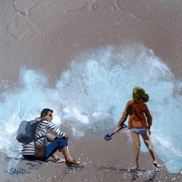 Peinture papa d'embruns par Sand | Tableau Figuratif Acrylique Enfant, Marine, Scènes de vie