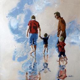 Pintura famille de mi-saison por Sand | Pintura Figurativo Acrílico Life style, Marine, Niño