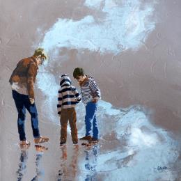 Peinture trésors d'hiver par Sand | Tableau Figuratif Acrylique Enfant, Marine, Scènes de vie