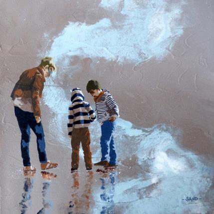Peinture trésors d'hiver par Sand | Tableau Figuratif Acrylique Enfant, Marine, Scènes de vie