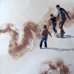 Peinture foot ensablé par Sand | Tableau Figuratif Acrylique Enfant, Marine, Scènes de vie
