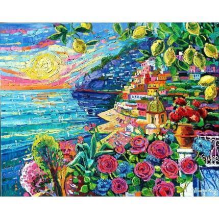 Peinture Lemons in Positano par Georgieva Vanya | Tableau Figuratif Huile Paysages