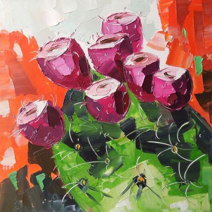 Painting Purple Prickly Pear by Lunetskaya Elena | Painting Figurative Oil Landscapes, Minimalist, Nature