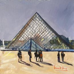 Peinture Le Pyramide du Louvre par Brooksby | Tableau Réalisme Huile Architecture