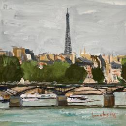 Pintura Le Pont des Arts por Brooksby | Pintura Impressionism Aceite Paisajes