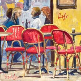 Pintura Bistrot du Peintre - Paris por Brooksby | Pintura Figurativo Aceite Life style, Paisajes, Urbano