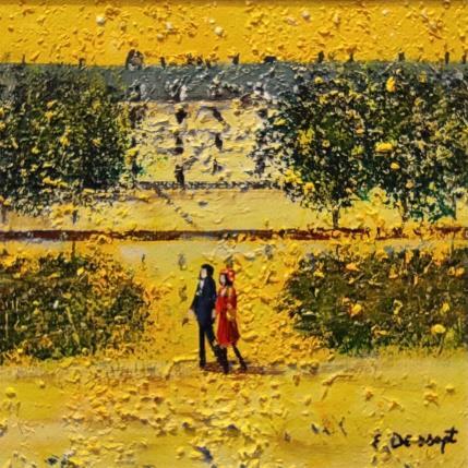 Painting Coucher de soleil sur Paris by Dessapt Elika | Painting Impressionism Acrylic, Sand