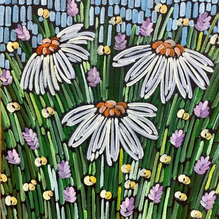 Peinture Three daisies 2  par Dmitrieva Daria | Tableau Impressionnisme Acrylique Nature