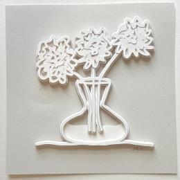 Peinture Hydrangeas in a Clear Vase par Ryder Susan | Tableau Figuratif Papier Minimaliste, Natures mortes, Noir & blanc