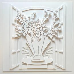 Peinture Baby's Breath in Paris par Ryder Susan | Tableau Figuratif Papier Minimaliste, Natures mortes, Noir & blanc