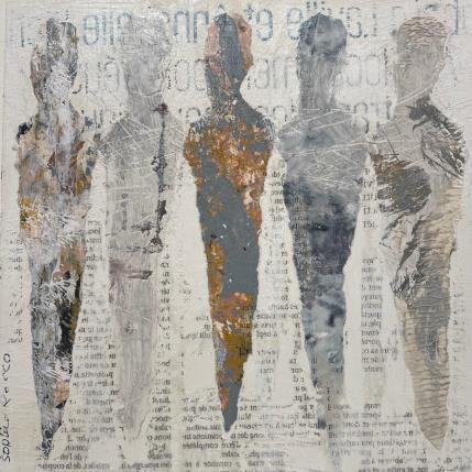 Peinture Les penseurs par Rocco Sophie | Tableau Art Singulier Acrylique, Collage, Sable