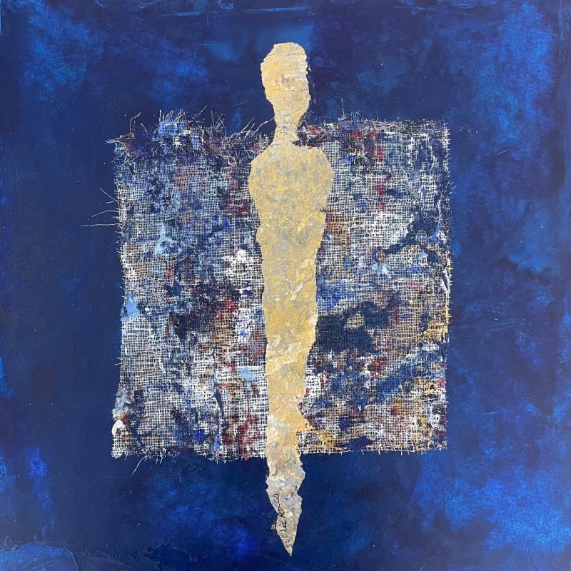 Peinture Le secret par Rocco Sophie | Tableau Art Singulier Acrylique Collage Sable