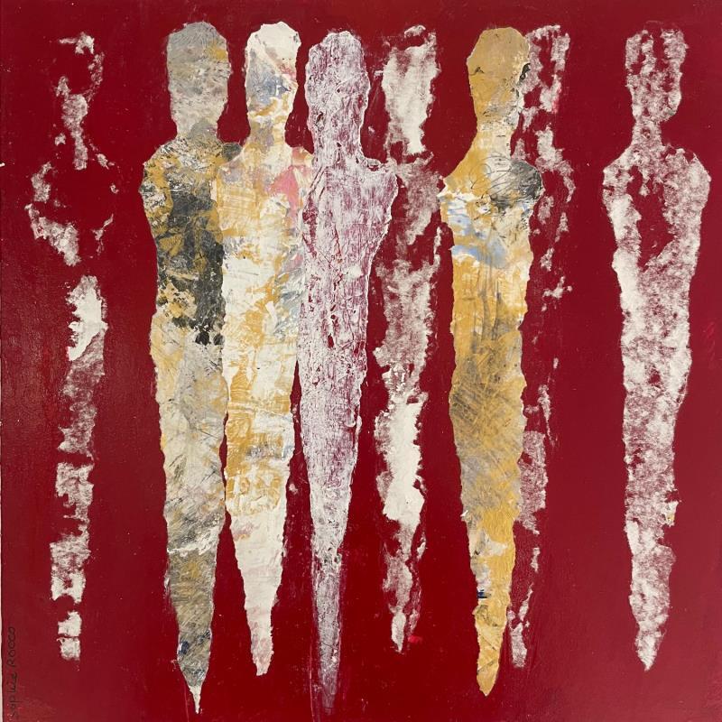 Peinture Les Chamans par Rocco Sophie | Tableau Art Singulier Acrylique Collage Sable