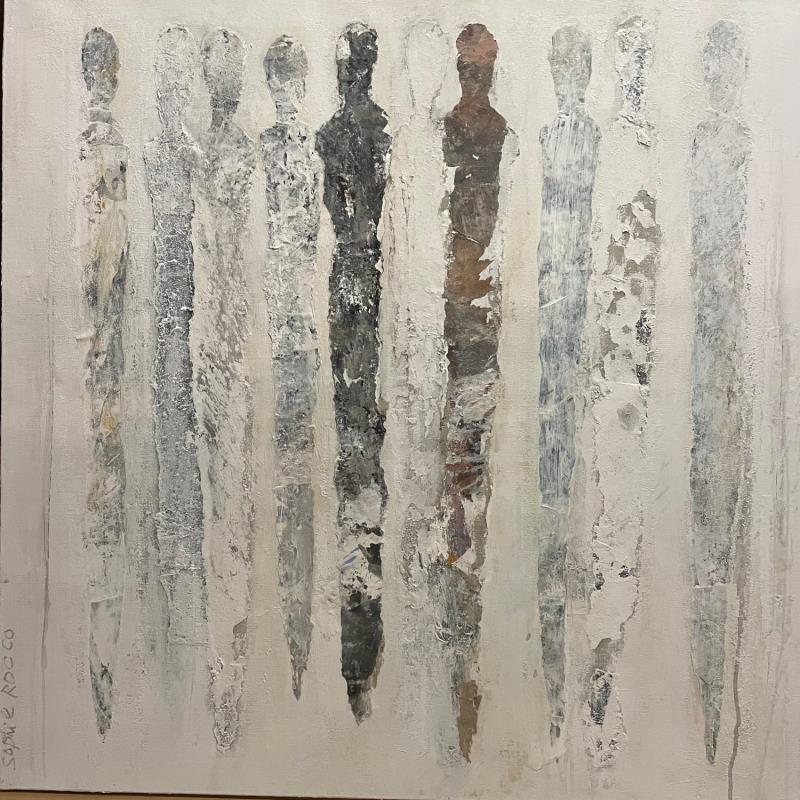 Peinture Ostia Antica par Rocco Sophie | Tableau Art Singulier Acrylique Collage Sable