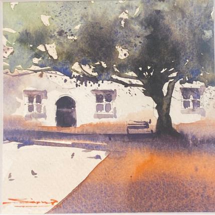 Painting Country Home by Dandapat Swarup | Painting Figurative Watercolor Urban