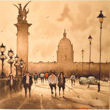 Painting Pont Alexandre III, Paris by Dandapat Swarup | Painting Figurative Watercolor Pop icons, Urban