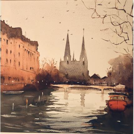 Painting Saint Paul's Basilica, Strasbourg by Dandapat Swarup | Painting Figurative Watercolor Urban