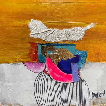 Peinture Envol dans le désert par Lau Blou | Tableau Abstrait Acrylique, Carton, Collage Minimaliste