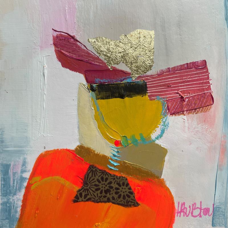 Painting L'homme qui se prenait pour un moulin by Lau Blou | Painting Abstract Acrylic Gluing Gold leaf