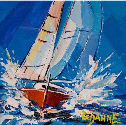 Gemälde Régate bleu, blanc, rouge von Cédanne | Gemälde Figurativ Öl Landschaften