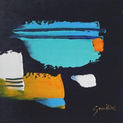Painting Blue island by Gaultier Dominique | Painting Abstract Oil Minimalist