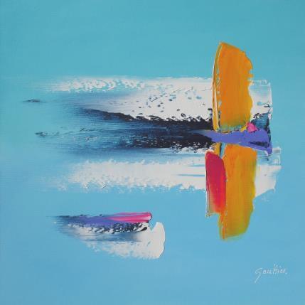 Painting Bleu Lagon by Gaultier Dominique | Painting Abstract Oil Minimalist