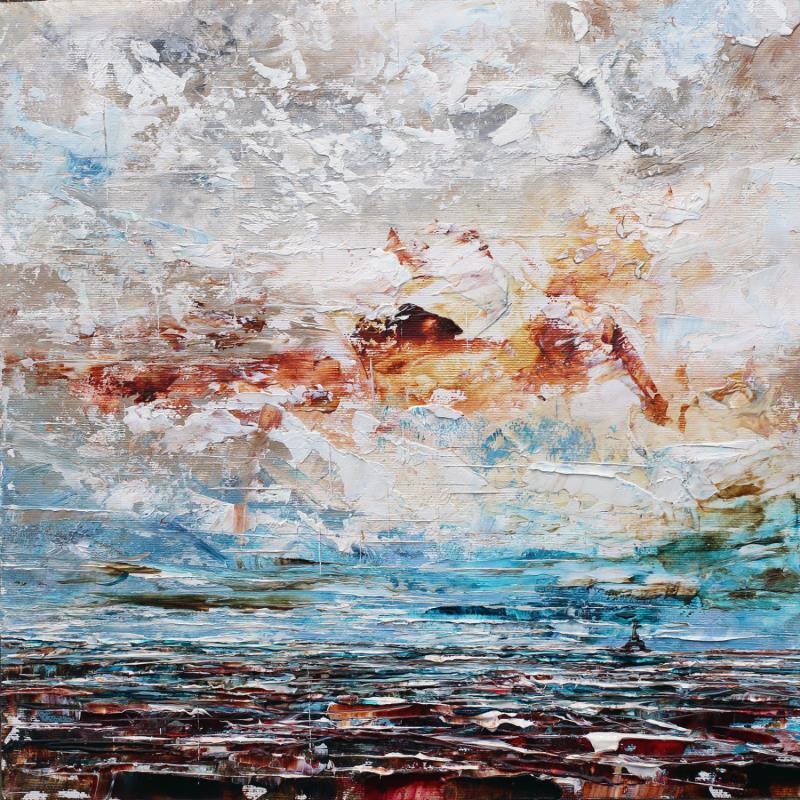 Painting Paris le jour #1 bleu turquoise by Reymond Pierre | Painting Figurative Landscapes Urban Oil