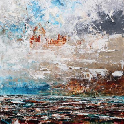 Peinture Paris le jour #2 bleu turquoise par Reymond Pierre | Tableau Figuratif Huile Paysages, Urbain