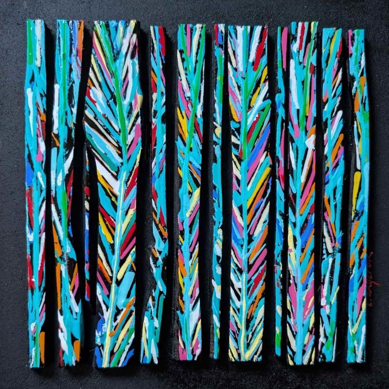 Painting Bc12 palme multi by Langeron Luc | Painting Subject matter Wood Acrylic Resin