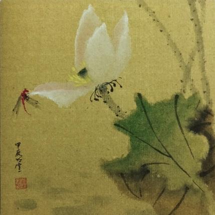 Painting Lotus and dragonfly by Du Mingxuan | Painting Figurative Ink, Watercolor Nature, Pop icons